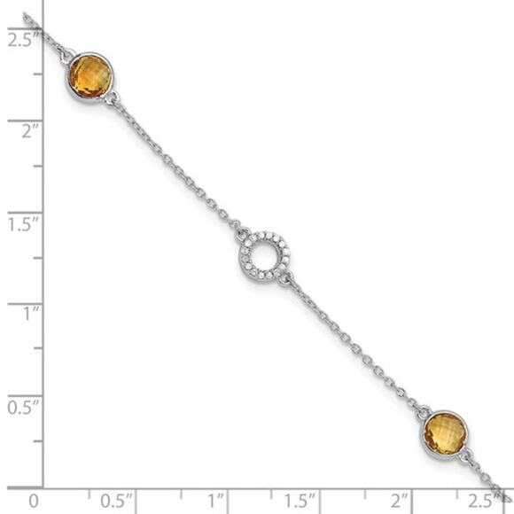 Sterling Silver White Ice Diamond and Citrine Bracelet - Picture 5 of 8